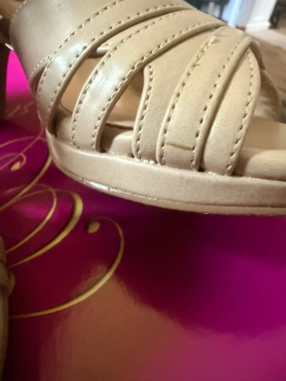 easy street Beige Strappy Mid-Heel Sandals - Picture 6 of 9
